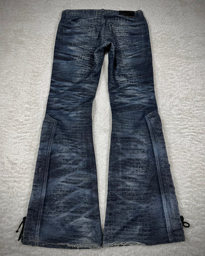 Tornado Mart Python Pattern Lace Up Flared Pants