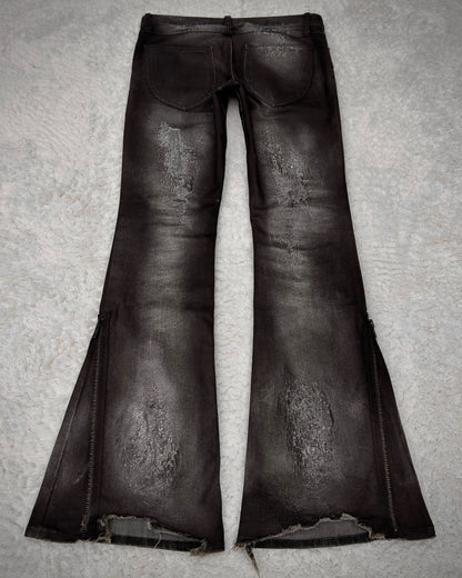 LED Rechwe Veronica Arizona Crack Waxed Studded Flared Jeans