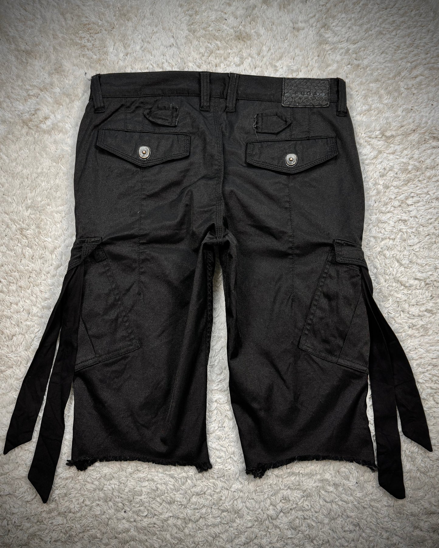 Fuga Fringed Luster Bondage Gas Mask Cargo Shorts