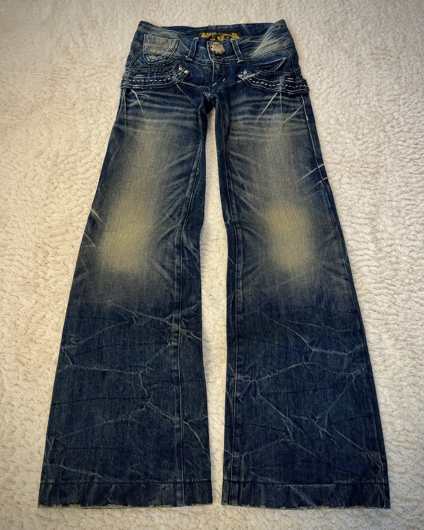 Red Pepper Mud Washed Wide Leg Flared Jeans