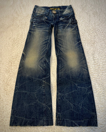 Red Pepper Mud Washed Wide Leg Flared Jeans