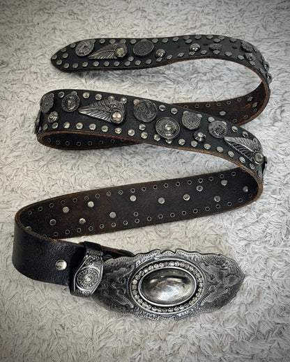 Diavlo Western Buckle Vintage Leather Belt