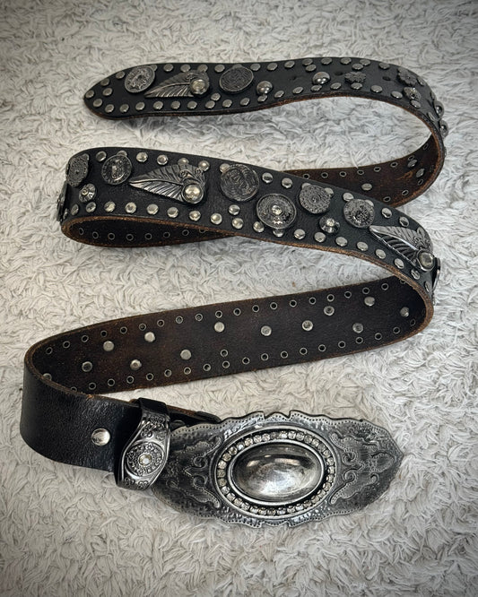Diavlo Western Buckle Vintage Leather Belt