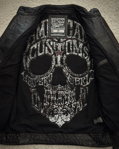 Affliction Limited Edition 3D Fleur De Lis Leather Jacket