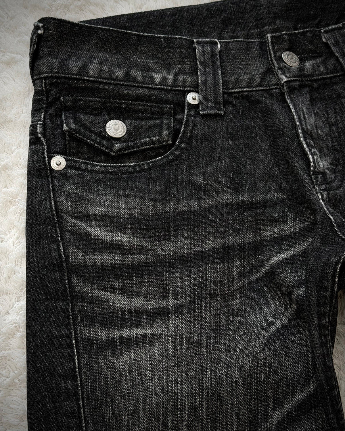 Tornado Mart Clawmarks Flap Pocket Spiral Flared Jeans