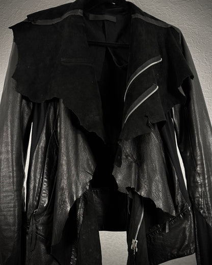 Ekam Asymmetrical Raw Cut Sheepskin Leather Jacket