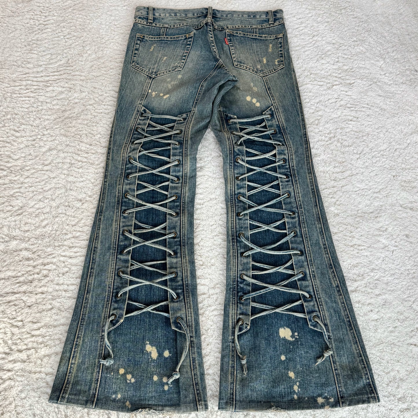 Tornado Mart Mud Washed Backlace Flared Jeans