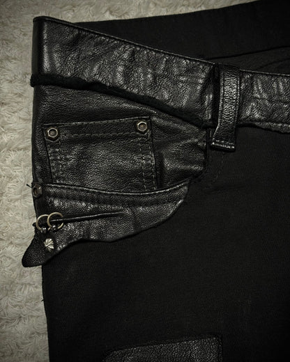 14th Addiction “Coyote 03” Python Leather Repaired Flared Pants