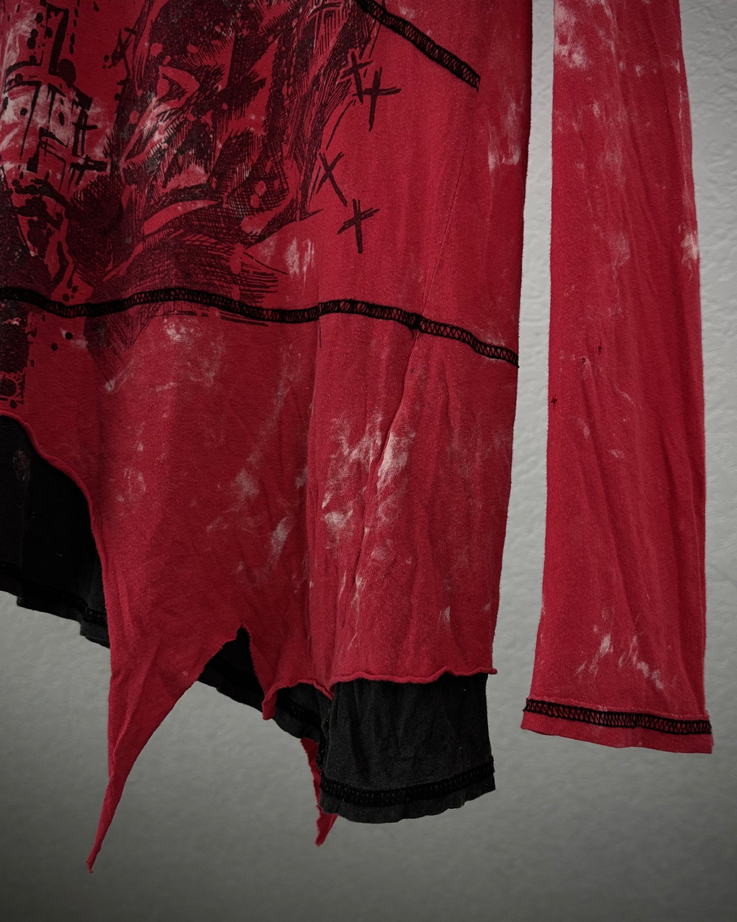 h.Anarchy Double Layered Asymmetrical Raw Cut Longsleeve