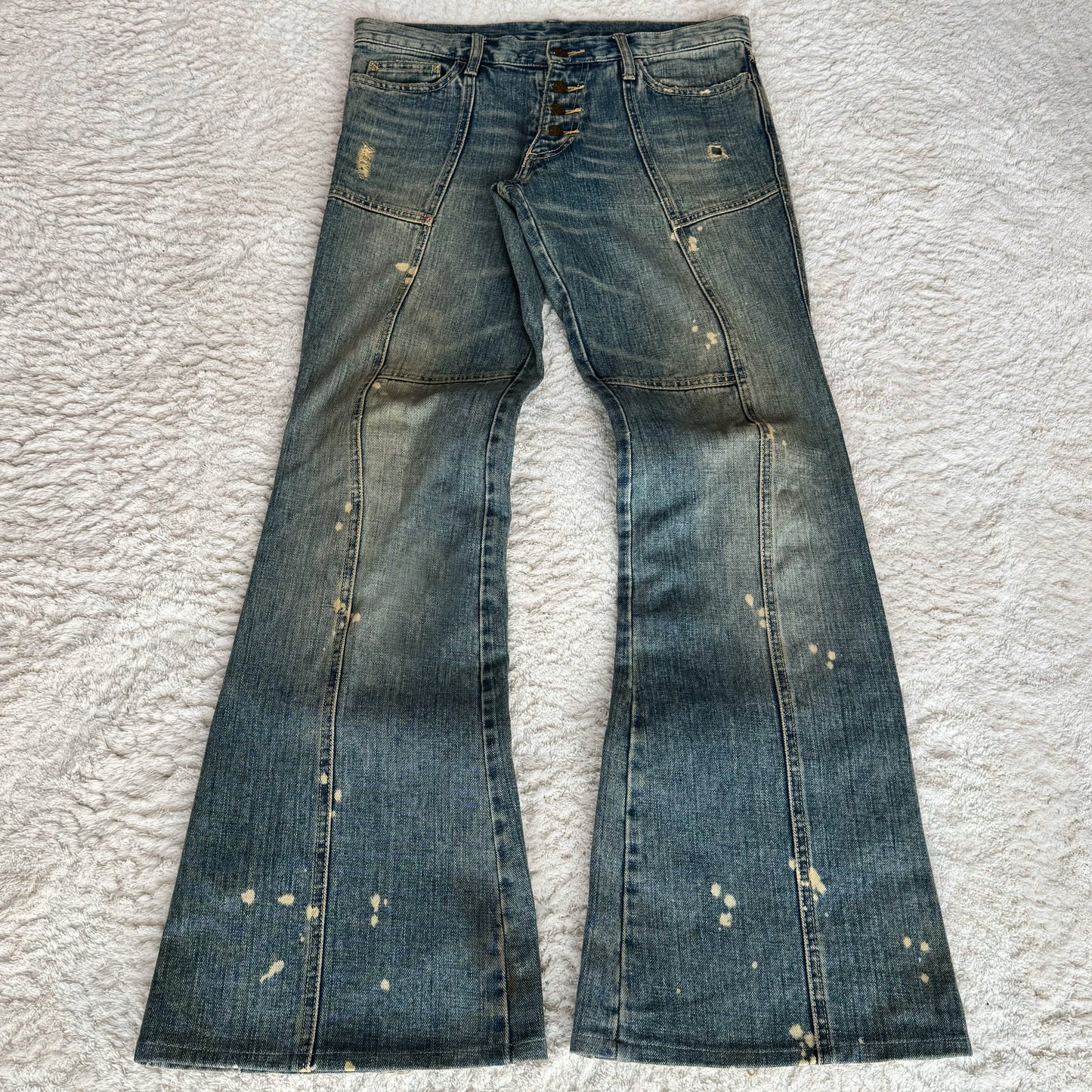 Tornado Mart Mud Washed Backlace Flared Jeans