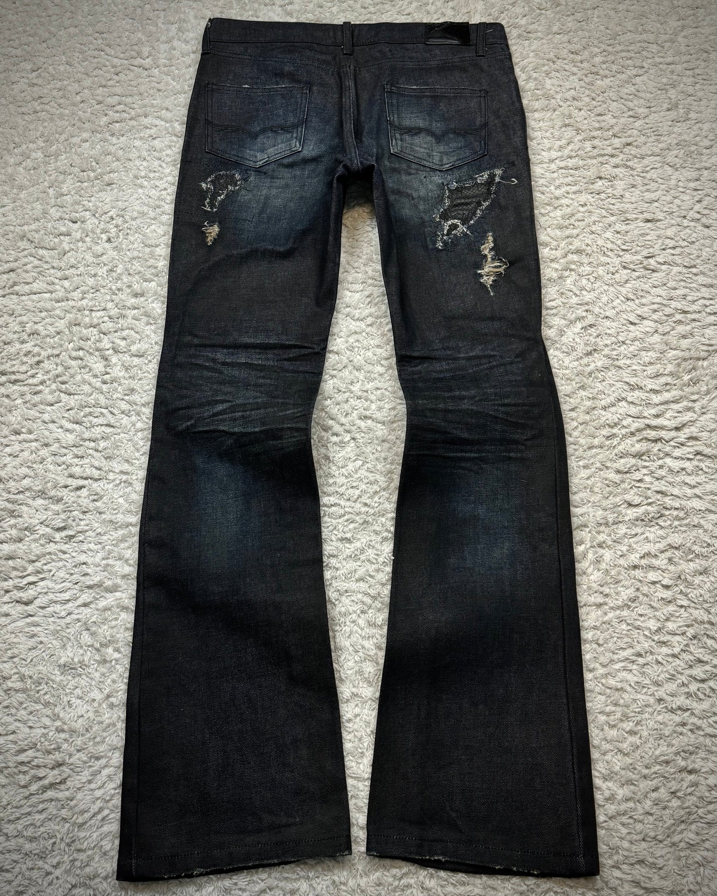 Fuga Python Repaired Distressing Clawmarks Bootcut Denim