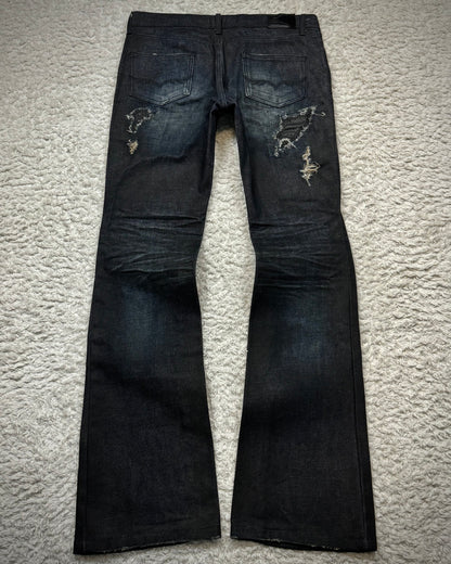 Fuga Python Repaired Distressing Clawmarks Bootcut Denim