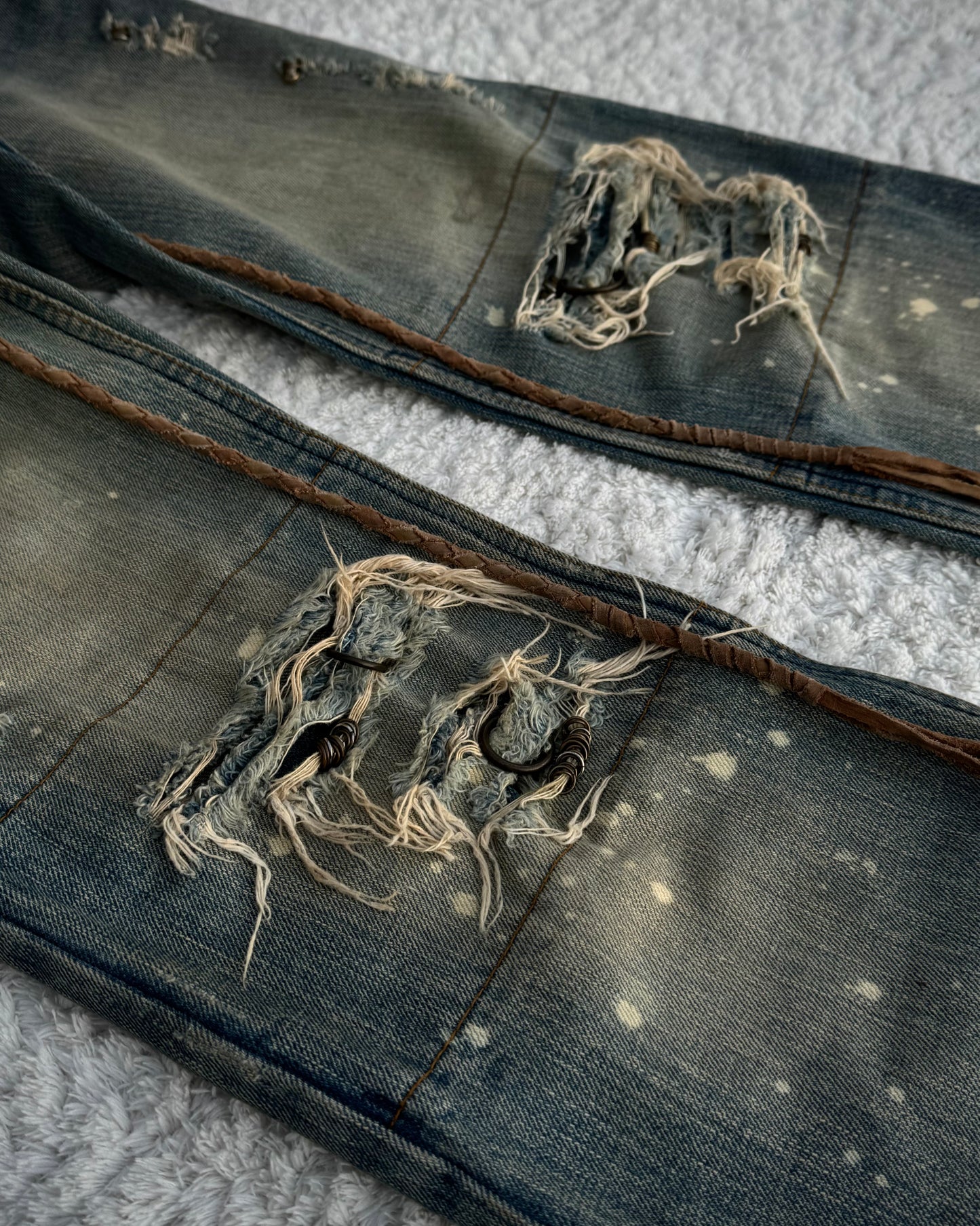 IfSixWasNine Mud Max Pierced Lace Up Bootcut Jeans
