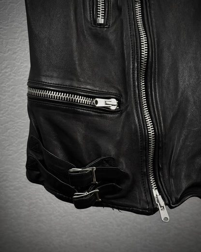 Fuga Zippered Sheepskin Leather Biker Vest