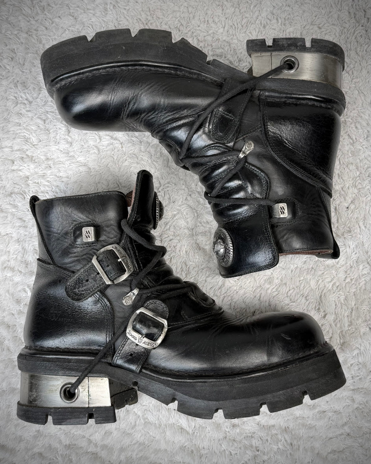 New Rock Steel Heel Leather Boots