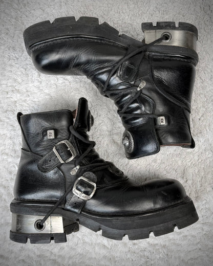 New Rock Steel Heel Leather Boots