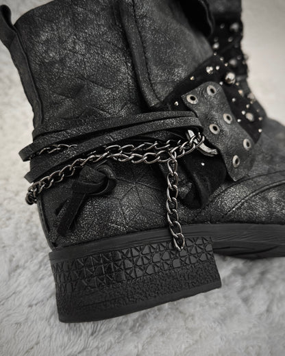 Forever Folie Studded Layered Chain Boots