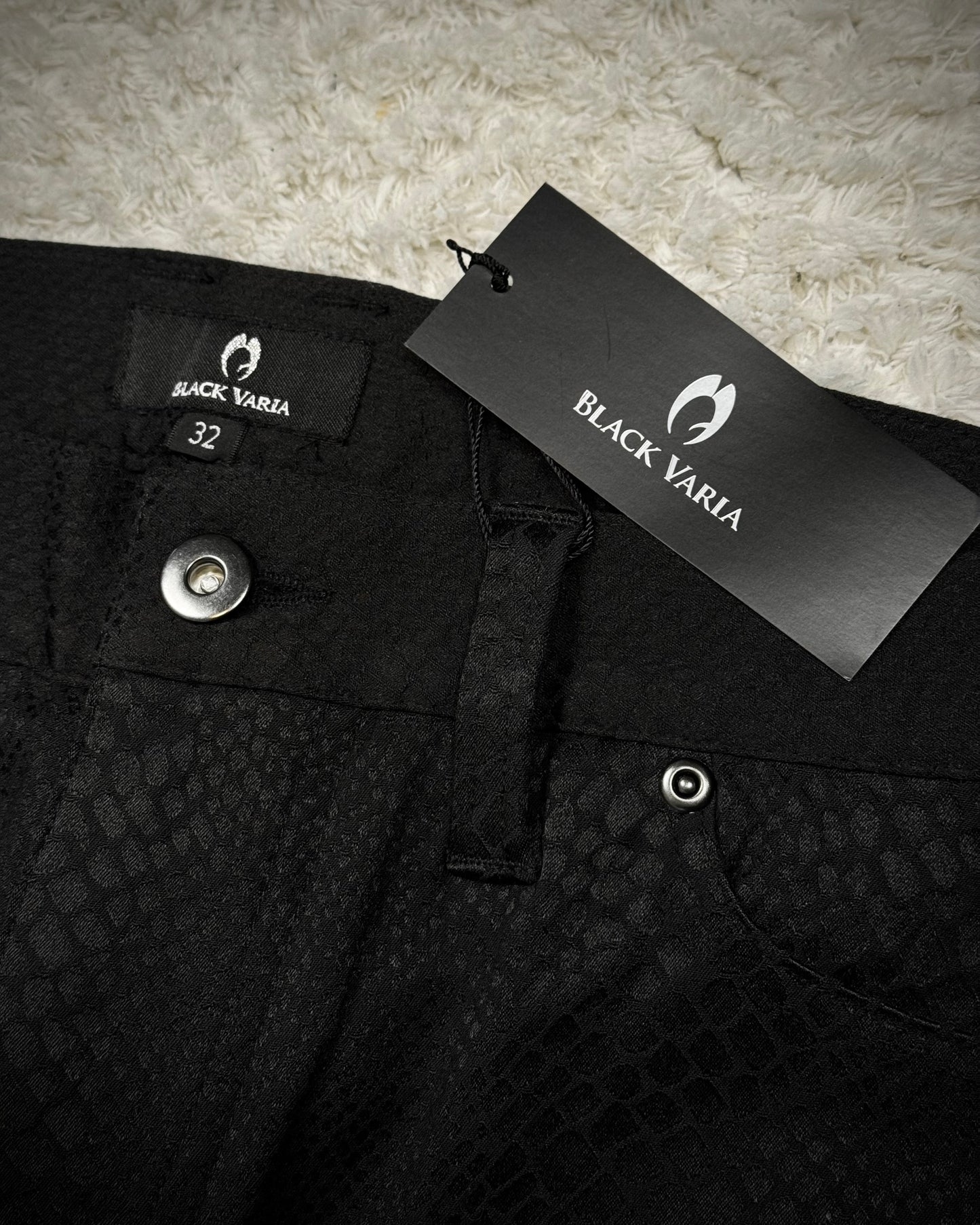 Black Varia Python Shadow Jacquard Dress Pants
