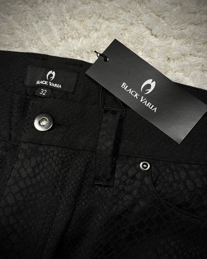Black Varia Python Shadow Jacquard Dress Pants