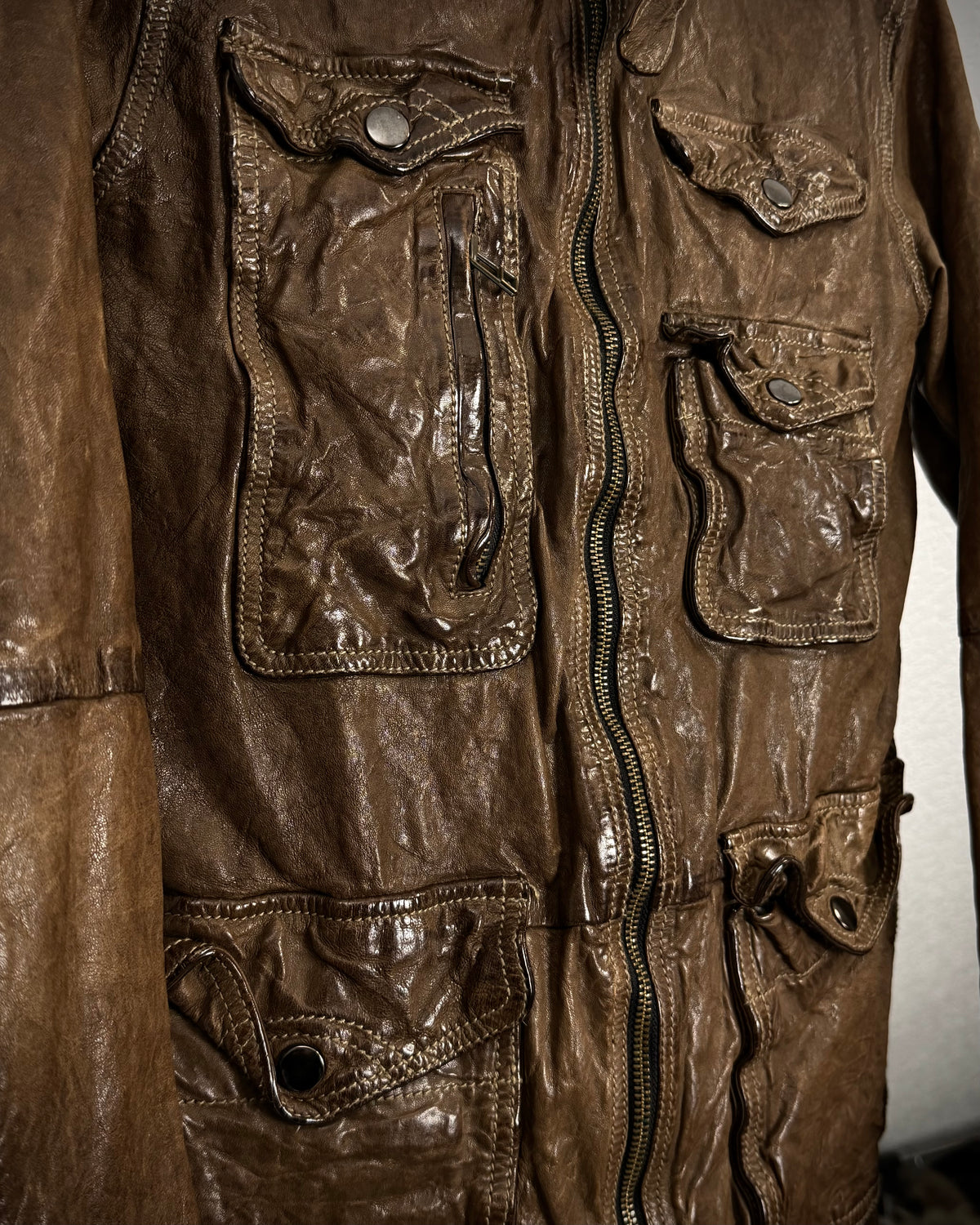 Cathy Jane Quilted Multi Pocket Leather Jacket