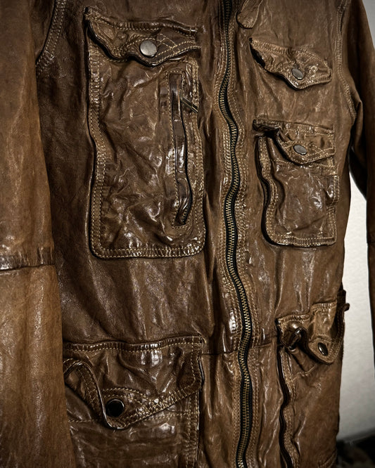 Cathy Jane Quilted Multi Pocket Leather Jacket