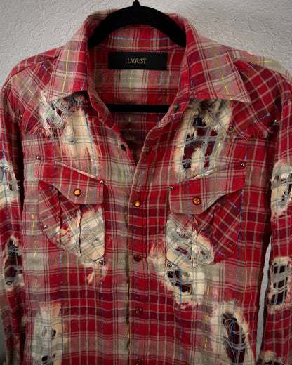 Lagust Crashed Farmer Flannel Button Up Shirt