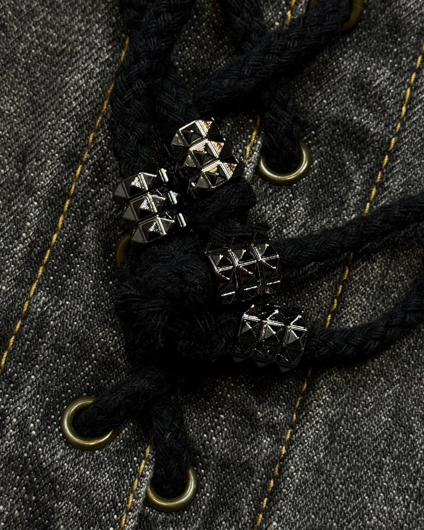Tornado Mart Studded Backlace Up Flared Jeans