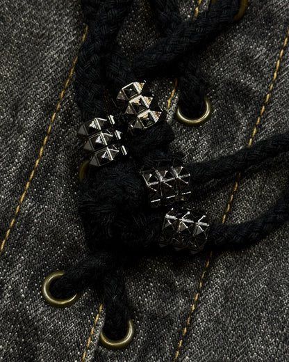Tornado Mart Studded Backlace Up Flared Jeans