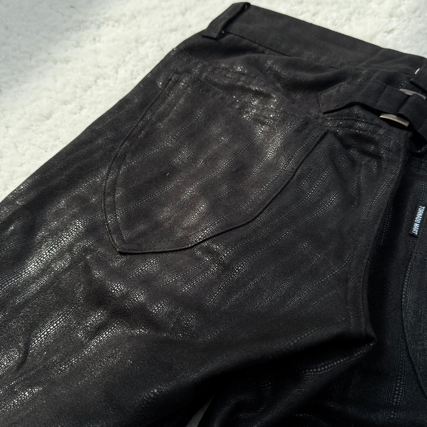 Tornado Mart Snakeskin Waxed Flared Pants