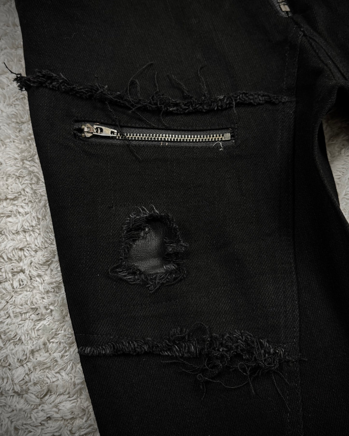 The Space Between Us Punk Lace Up Leather Repaired Pants