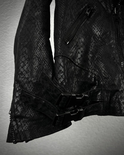 By The R Python Waxed Armor Studded Biker Jacket
