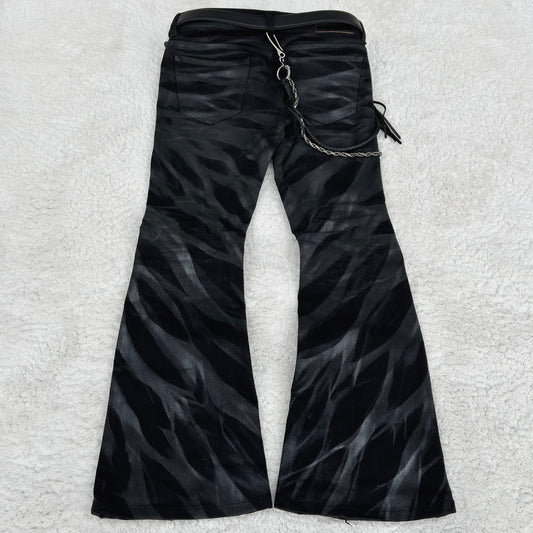 Tornado Mart Zebra Waxed Flared Jeans