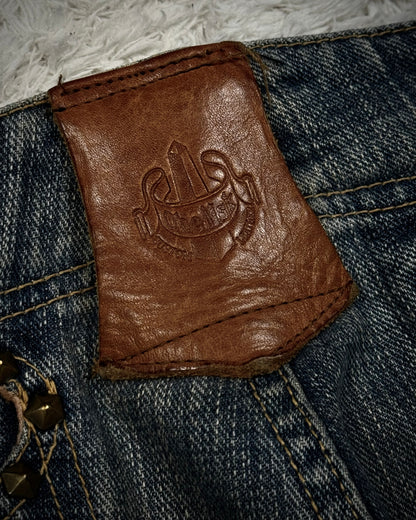 Obelisk Star Studded Vintage Flared Jeans