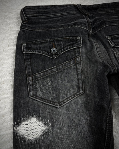 Nicole Club Repaired Distressing Flap Pockets Bootcut Jeans