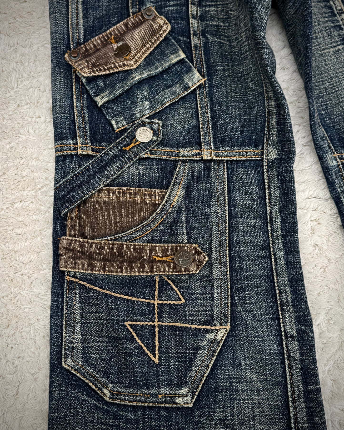 Jeans De Art Multi-Pocket Vintage Bootcut Denim
