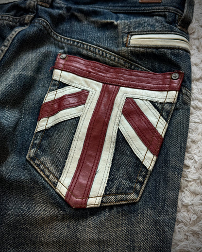 Nicole Club Leather UK Flag Whiskered Denim