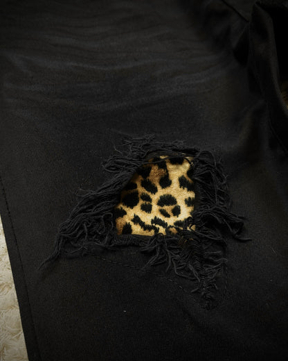 CavariA Leopard Repaired Clawmarks Bootcut Denim