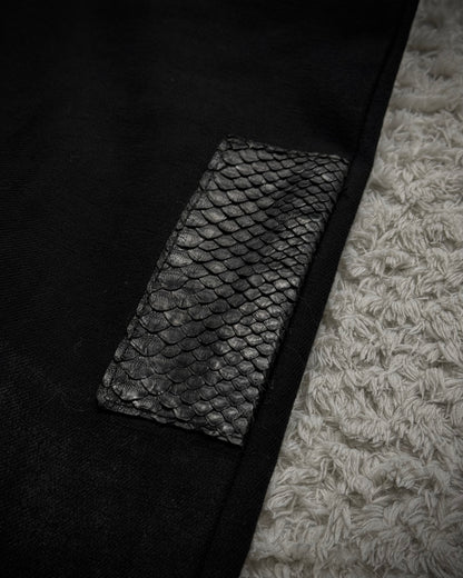 14th Addiction “Coyote 03” Python Leather Repaired Flared Pants