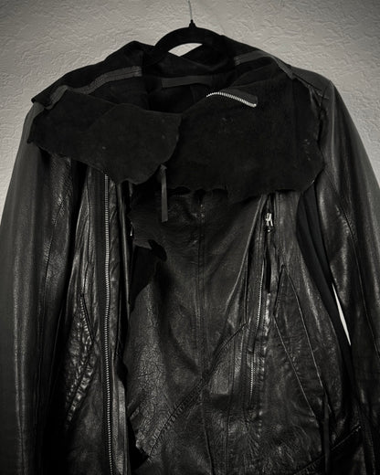 Ekam Asymmetrical Raw Cut Sheepskin Leather Jacket