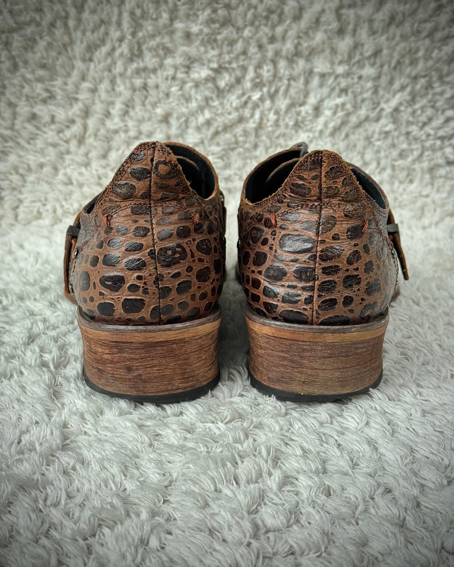 Boredom Vintage Crocodile Textured Leather Boots
