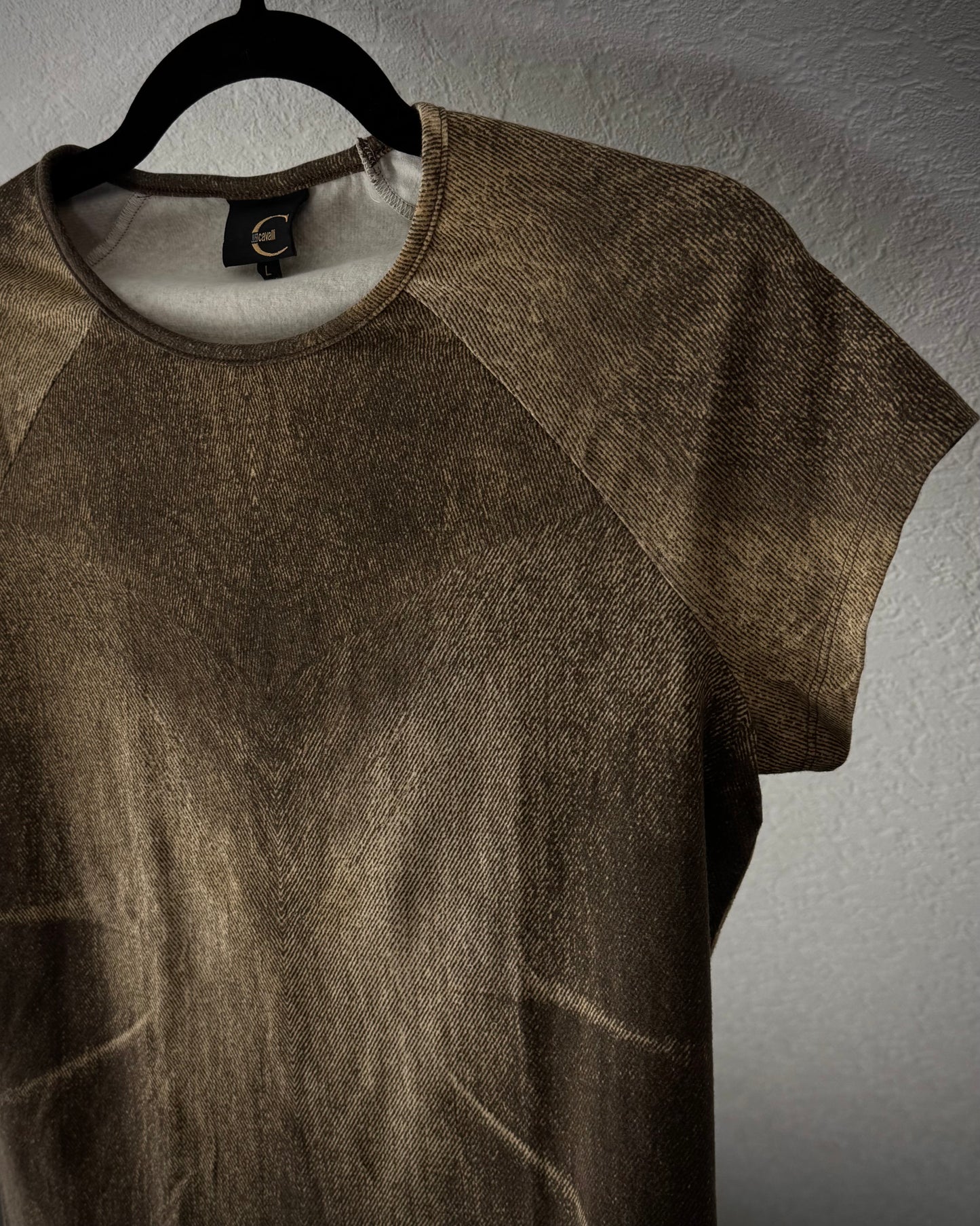 Roberto Cavalli Wood Textured Raglan T-Shirt