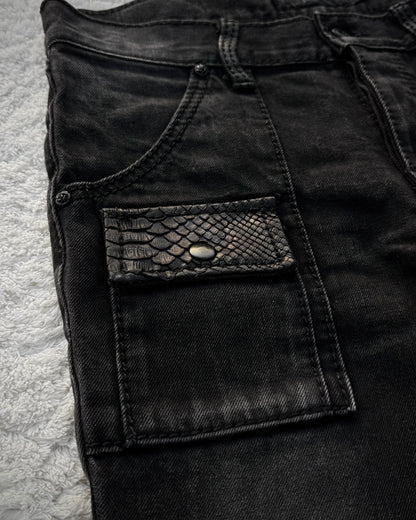 Fuga Snakeskin Detailed Slim Bootcut Jeans