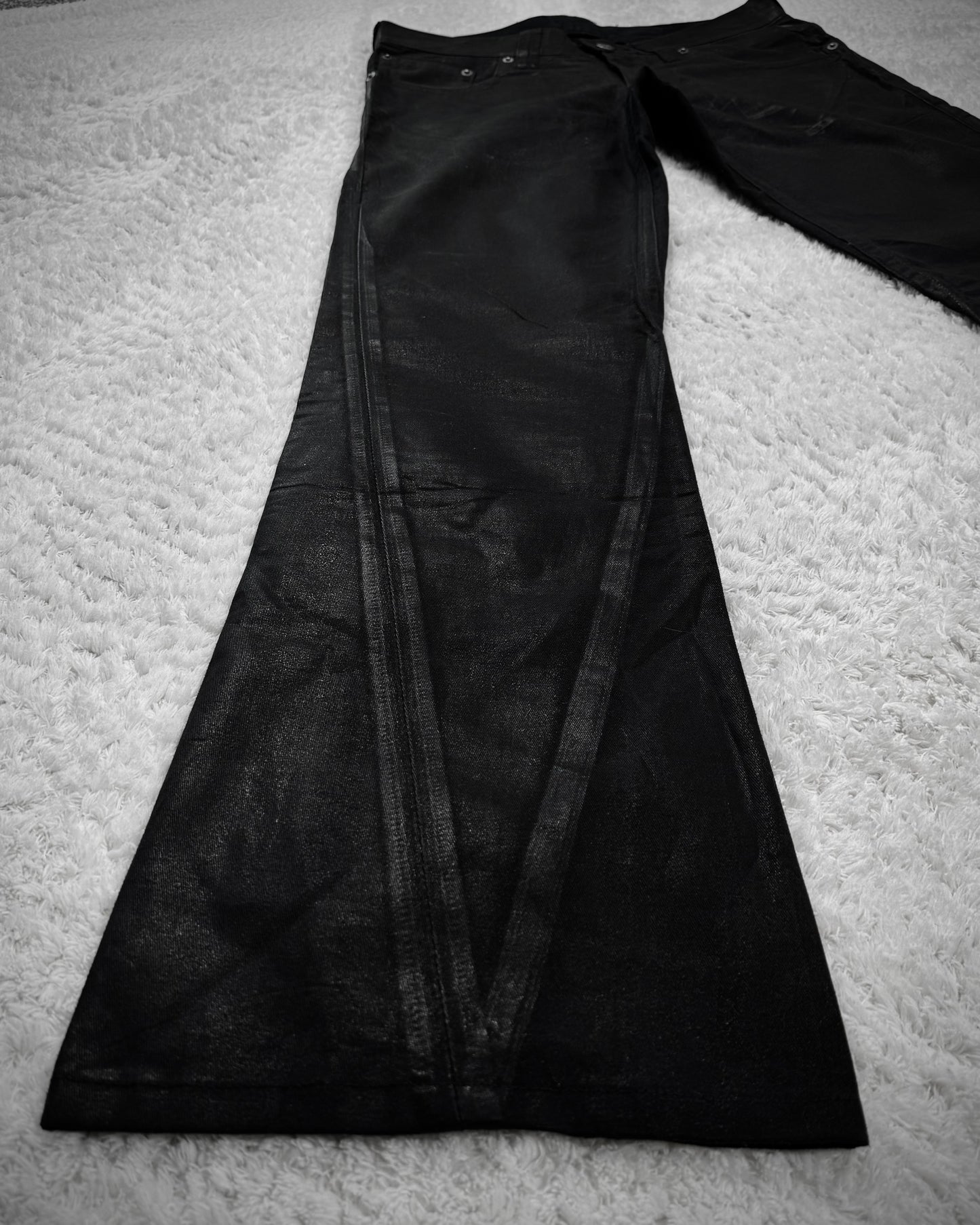 Tornado Mart Xray Waxed Tribal Embroidery Flared Jeans