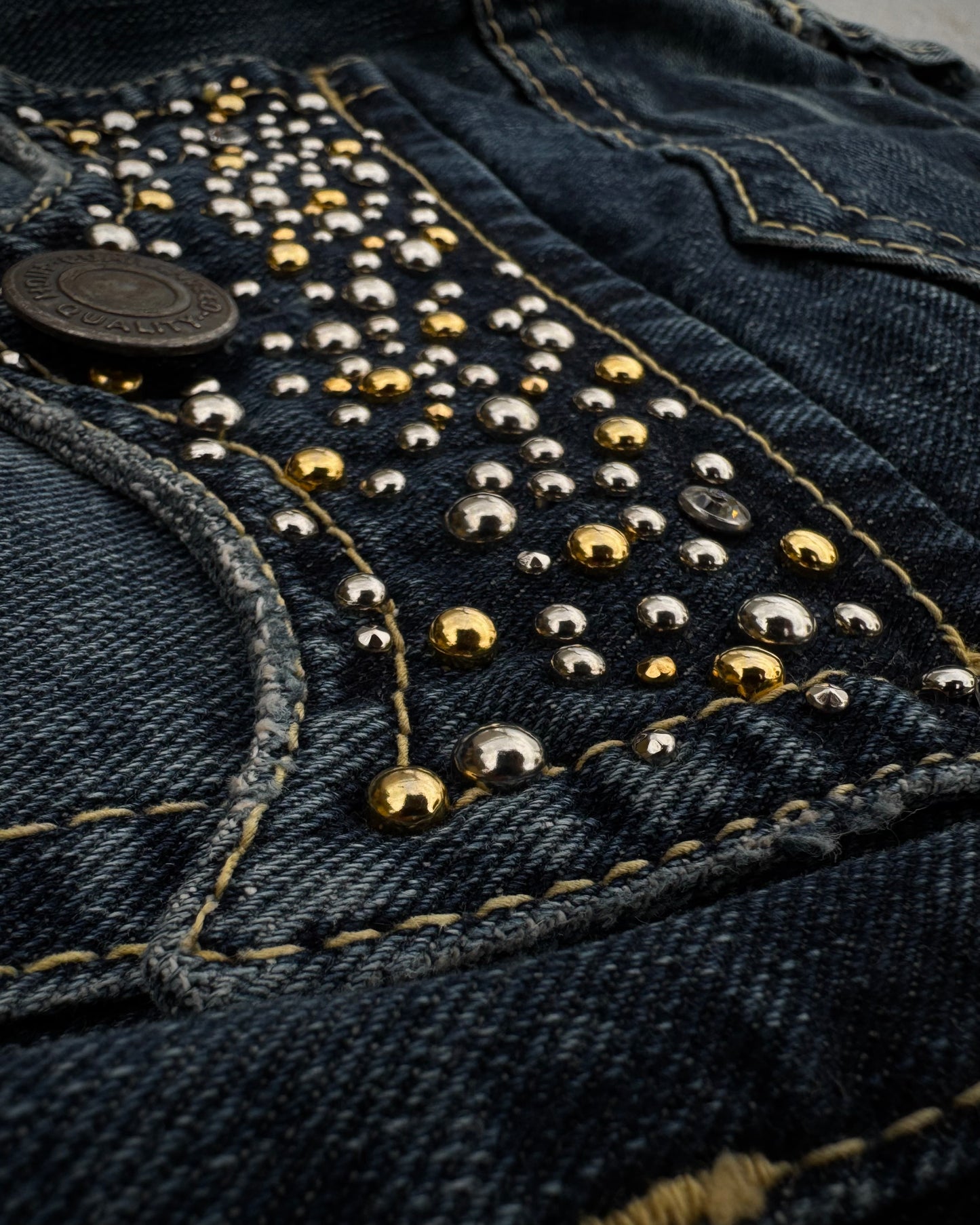 Irish Western Studded Repaired Distressing Jeans