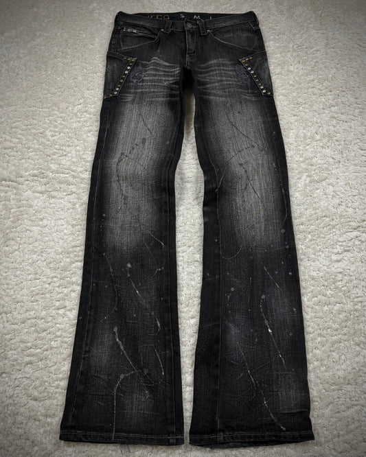 Ikka Silver Splatter Studded Pockets Bootcut Jeans