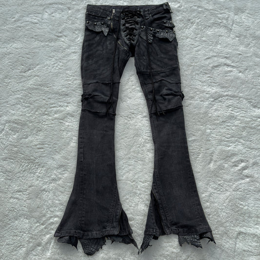 IfSixWasNine 1of1 Lace-Up Pants with Crocodile Leather Patches