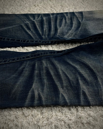 Tornado Mart Stitch Repaired Clawmarks Washed Spiral Flared Jeans
