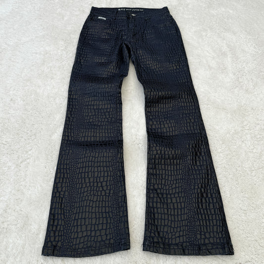 R.V.T serve piping hot Snakeskin Embossed Flared Jeans