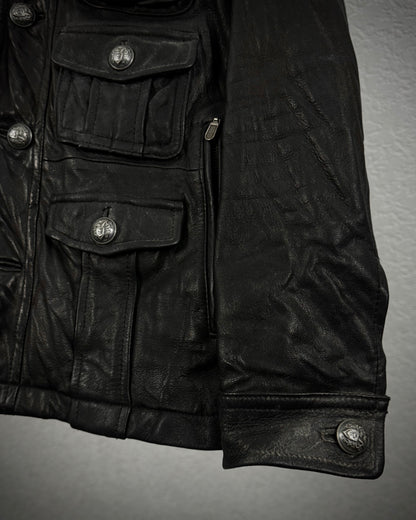 Edge Rupert Fur Collar Textured Leather Jacket