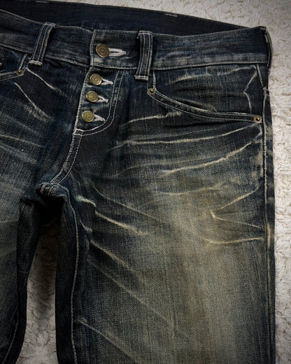 Tornado Mart Whisker Washed Flared Jeans